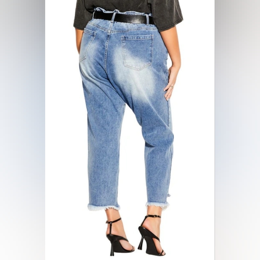 CHIC DENIM Harley High Rise Straight Leg/ Raw Hem Belted Jeans - Picture 2 of 4